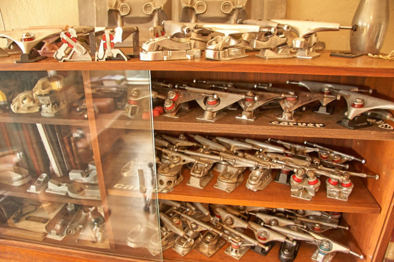 Neil Stratton showed us his collection of Carver trucks prototypes.